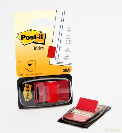 3M Post-it Index - 50 Bandierine Segnapagina Colore Rosso (25,4x43,6 Mm)